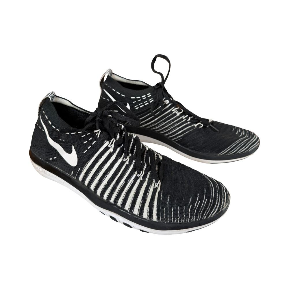 Nike Free Transform Flyknit Sneakers Black and White Size 7